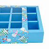 Коробка с обечайкой для 9 конфет с разделителями "Снеговики и елки" с окном фото 2
